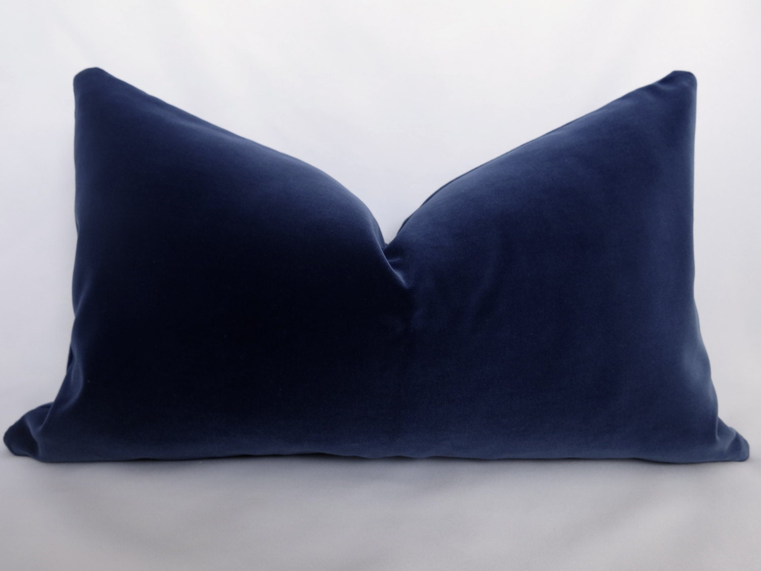 Cotton Velvet Pillow - Midnight Navy - 12x18 inch - BOTH SIDES - Navy Pillow - Velvet Pillow - Blue Pillow - Decorative Pillow - Designer