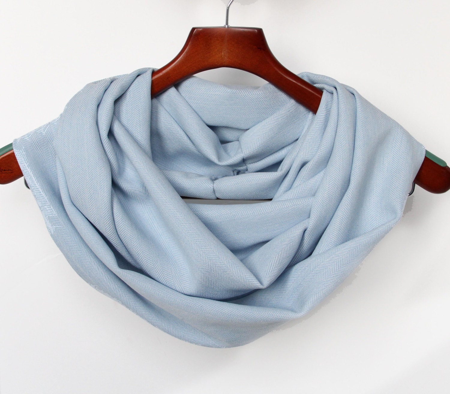 Herringbone Scarf, Soft Scarf, Spring Fashion Accessory, Light Blue Scarf