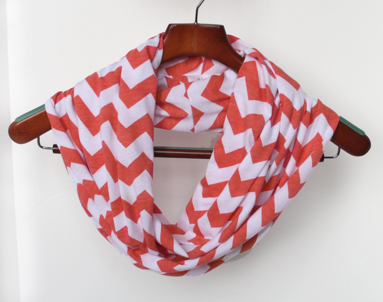 Soft Coral Chevron Scarf, Soft  Jersey Knit Scarf, Gift for Mom
