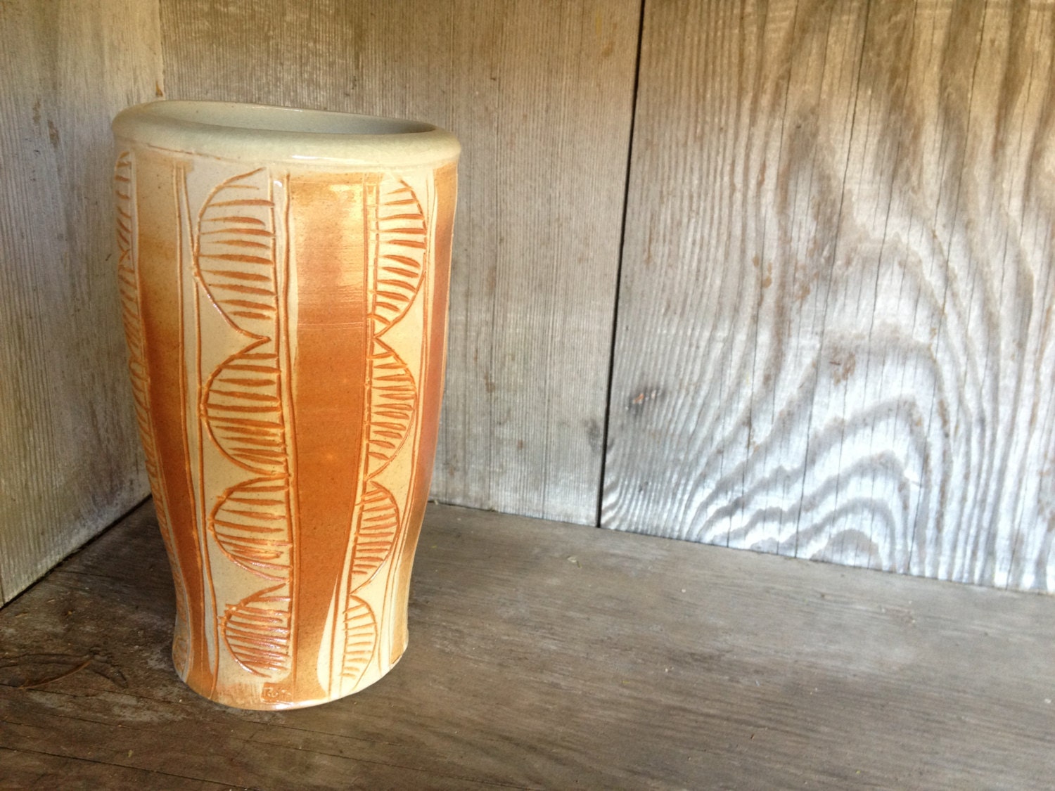 Hand Decorated Pattern Vase // soda fired stoneware