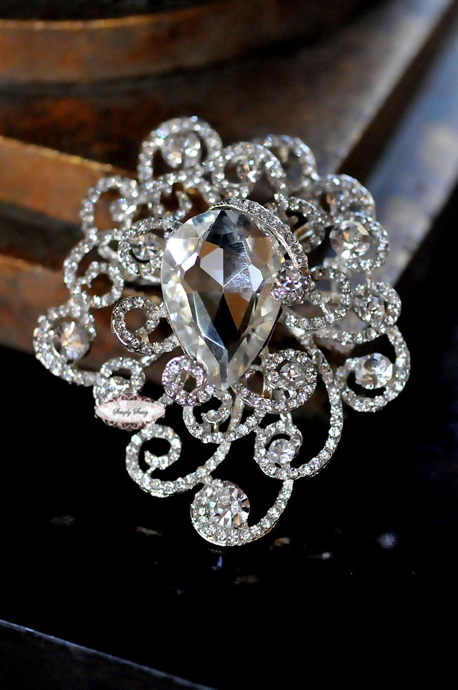 Rhinestone Brooch - Wedding Brooch - Crystal Brooch - Bridal  Brooch - Bridal Jewelry -  PRIVE LUXE Collection -