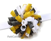 Yellow & Gray Chevron Style Korker Hair Bow, Korker Bow, Korker Headband, Korker Hair Clip, Infant Korker Bow,  Baby Girls Itty Bitty Korker