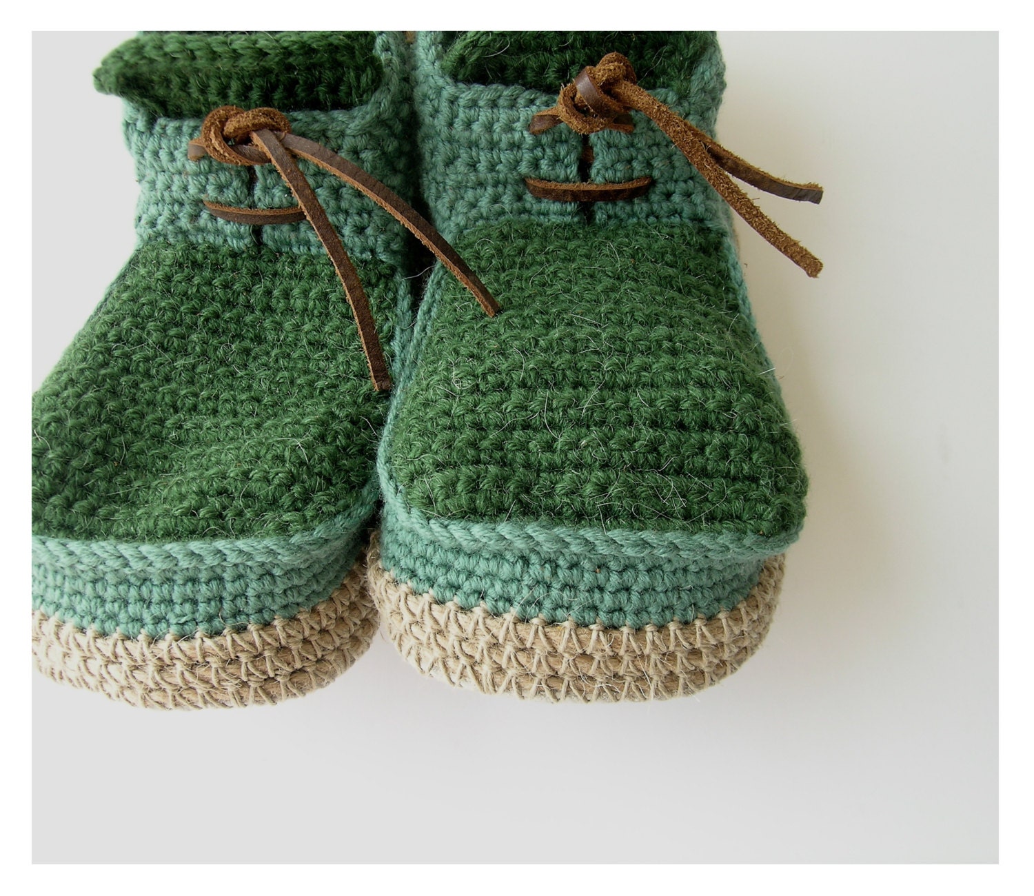 House Shoes with Leather Sole in dusty green - all adult shoe sizes