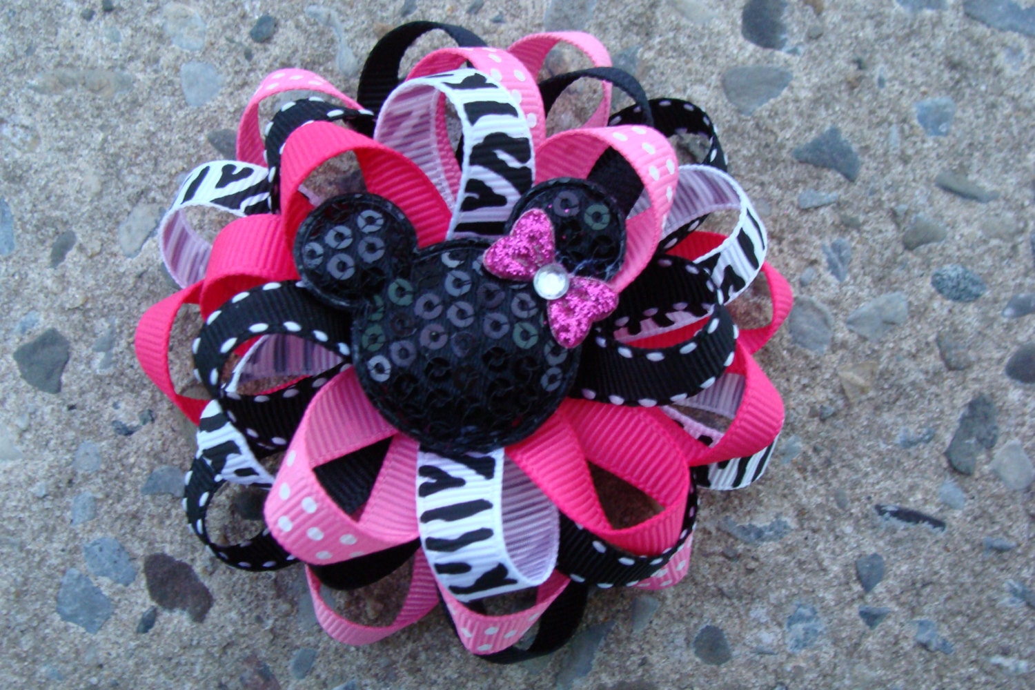Disney Hair Bow Mickey Mouse Hair Bow Minnie Mouse Hair Bow Loopy Flower Hair Bow Zebra Hair Bow