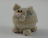 Sandstone Cream Fat Cat Kitten Lampwork Glass Homemade SRA Bead NLC Beads leteam