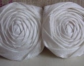 Wedding Decor  Silk Flower Ivory Rosette  Bridal Hair Flower Three Inch Flower Set of two