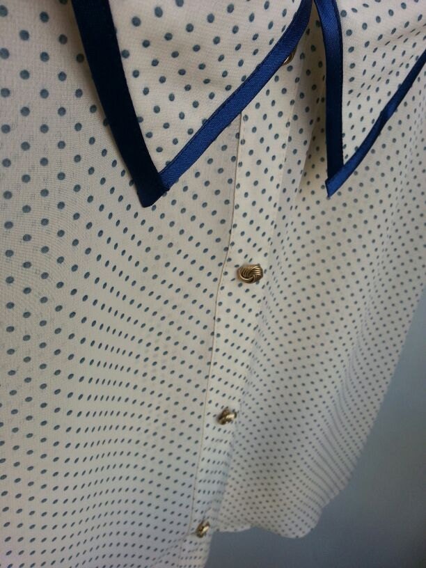 Polka dot blouse, Short sleeve blouse, Womens blouse, White top, Short sleeve shirt, Collar top, Elegat top, Womens top, Free shipping
