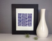 Purple Modern Art Linocut Poster of garden stems 8x10 on White Cotton Rag Paper