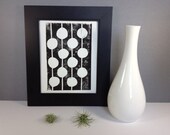 Black and White Mid Century Modern Linocut POSTER Black and White Bulbs 8x10