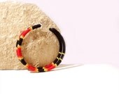 Exotic Crochet Tube, Big Hoop Post Earrings, Coral Snake