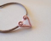 Romantic Heart Necklace, Crochet Choker, Pastel Brown - Dusty Rose