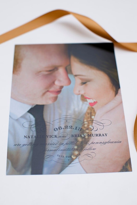 Elegant Save the Date Photo Card - Photo Engagement Announcement - 5x7 JPEG Printable Card Il_570xn