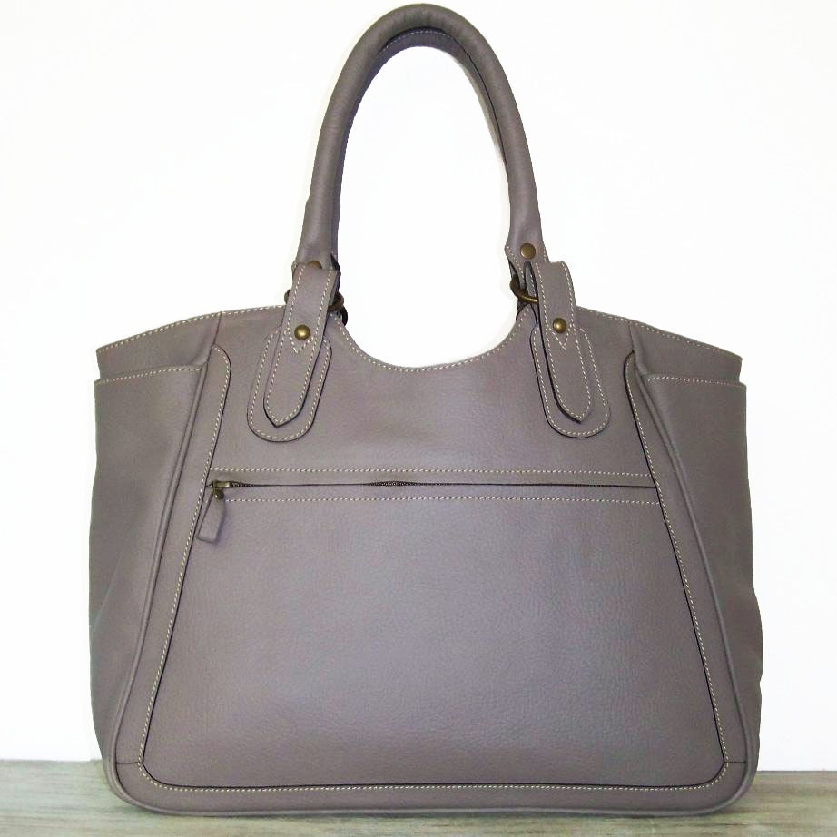Large Leather Tote Bag in Elephant Grey - Leather Handbag - Julia xl / leather pouch