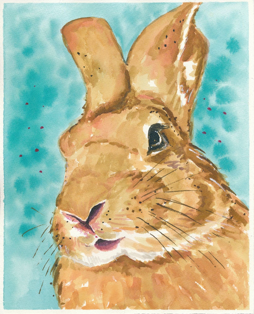 Original Rabbit Painting - Acyrlic Ink, Portrait of a Rabbit, 8x10 Painting