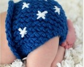 Baby diaper cover blue with white stars