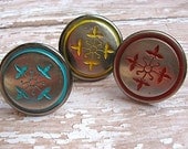 Set of 2 Silver Rustic Knobs with Your Choice of Color(s) Farmhouse Country Southwestern Cottage Look