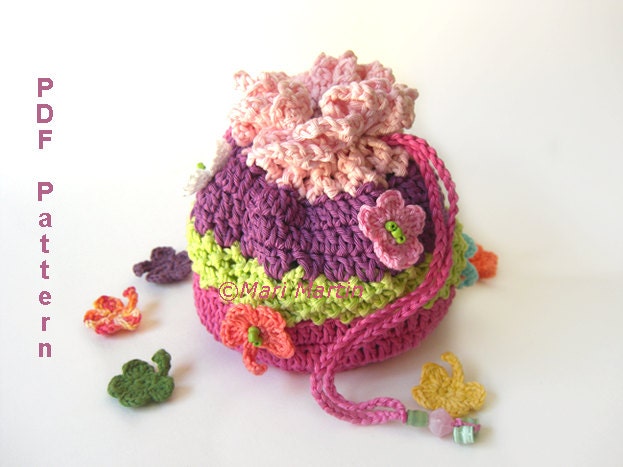 Crochet Bag Colorful Pattern Purse Girls Spring Garden DIY PDF Flower Spring Download Immediately