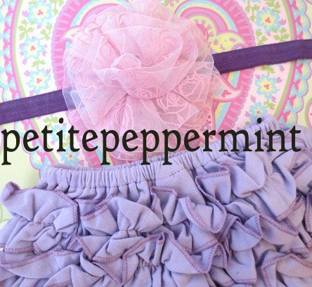 Baby bloomer, photo prop, ruffle bloomer - Lavender Baby bloomer diaper cover and headband set