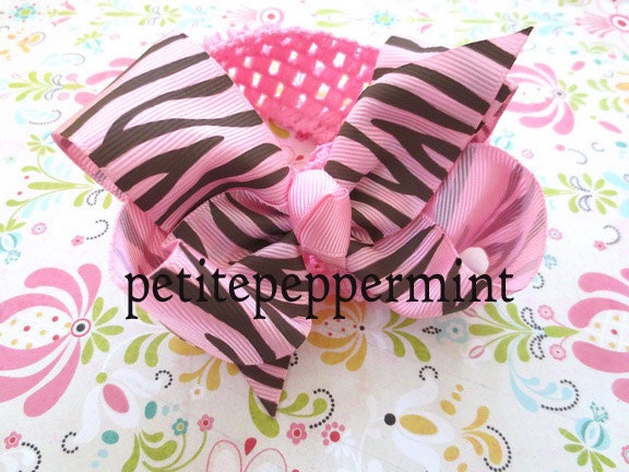 Baby Headband - Pink Zebra Bow Headband