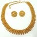Vintage Signed Coro Gold Tone Necklace & Clip on Earrings Demi Parure Set