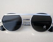 Hi Tek vintage silver round silver metal sunglasses Steampunk style  unusual