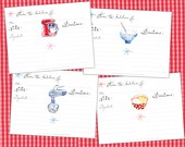Printable recipe card set, Instant download PDF Kitchen art, illustration Cooking DIY Vintage mixer collection