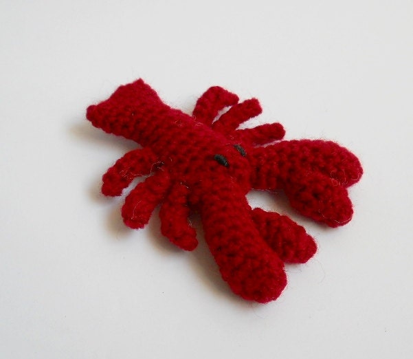 miniature Amigurumi crocheted animal  red lobster