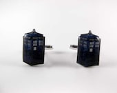 TARDIS cufflinks Doctor Who cufflinks blue police phone box cufflinks