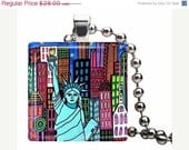 50%  OFF SALE - Statue of Liberty Pendant and Necklace New York City NY Nyc Charm Necklace Dog Tag Jewelry Silver Glass Christmas Gift abst