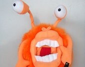Orange Beastie Freakin out Monster Fuzzy Furry Stuffed Animal Converted backpack Cybergoth Cyberpunk