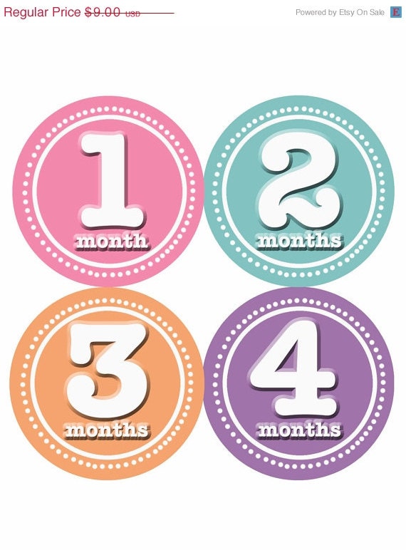 SALE Monthly Onesie Stickers - New Bright - Baby Month Sticker - Onesie Stickers