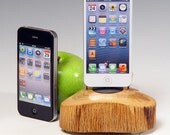 iPhone 5 docking station. 453. Smoothly finished reclaimed tree slice. Live edge. Simple ... natural ... beautiful. FAST shipping.
