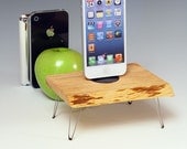 Hairpin leg table dock for iPhone 5 or ANY iPod or iPhone. Rustic Recycled wood. Industrial. 484. Mid century modern. FAST SHIPPING.