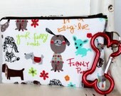 Pet Mess Clean Up Bag / Your Furry Friends fabric / Pet Leash Purse