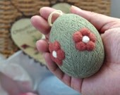 Needle Felted Easter Egg- with 4 Blossom Flowers