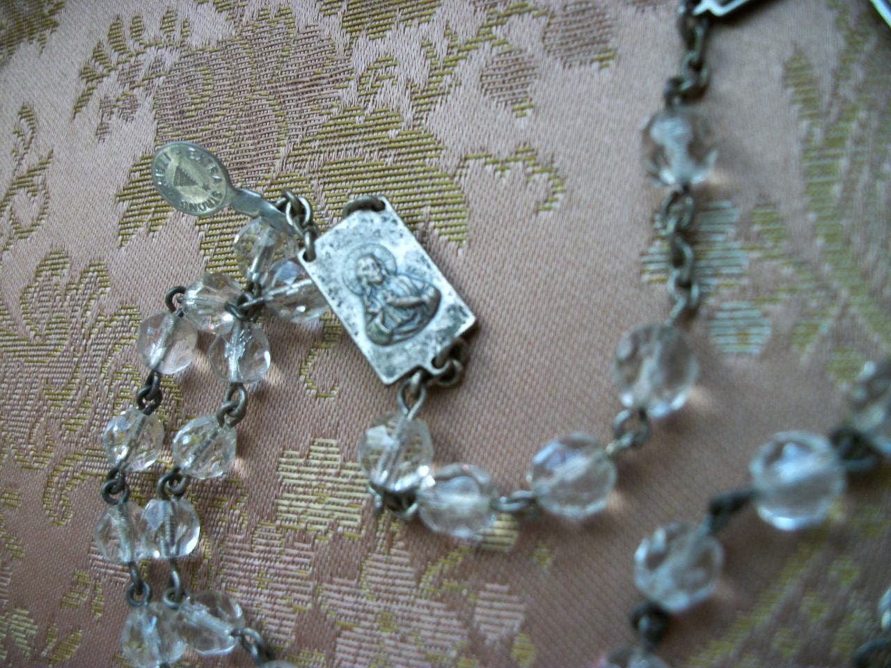 Old Time Religion..Crystal BEADED Antique Stunning Rosary Italy