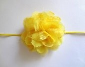 Yellow Baby Headband. Chiffon and Lace Flower Headband. Baby Hair Accessories. Baby Girls Hair Accessories. Yellow Flower Headband