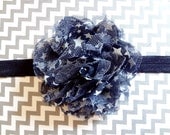 Fourth of July Headband. Navy Baby Headband. Navy Flower Headband. Chiffon & Lace Flower. Baby Hair Accessories. Baby Girl Hair Accessories