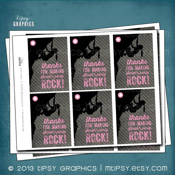 You Rock. Rock Climbing Favor Tags or Stickers by Tipsy Graphics. Any colors, text & size. Il_170x135