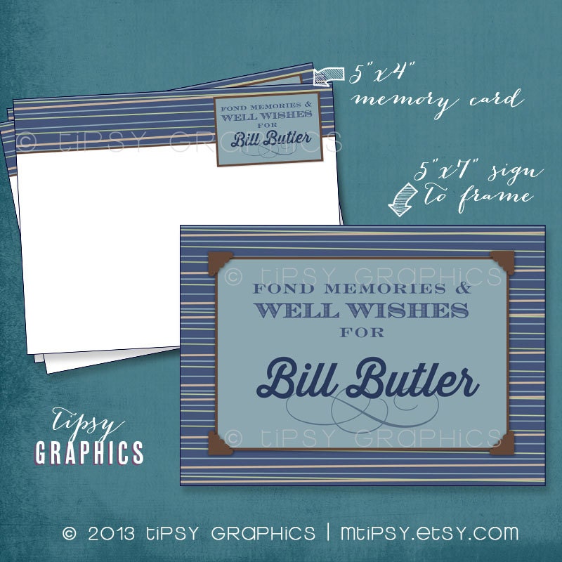 Masculine Stripes Memory & Well Wishes Cards . Printable Cards by Tipsy Graphics. Any text and Colors Il_570xn