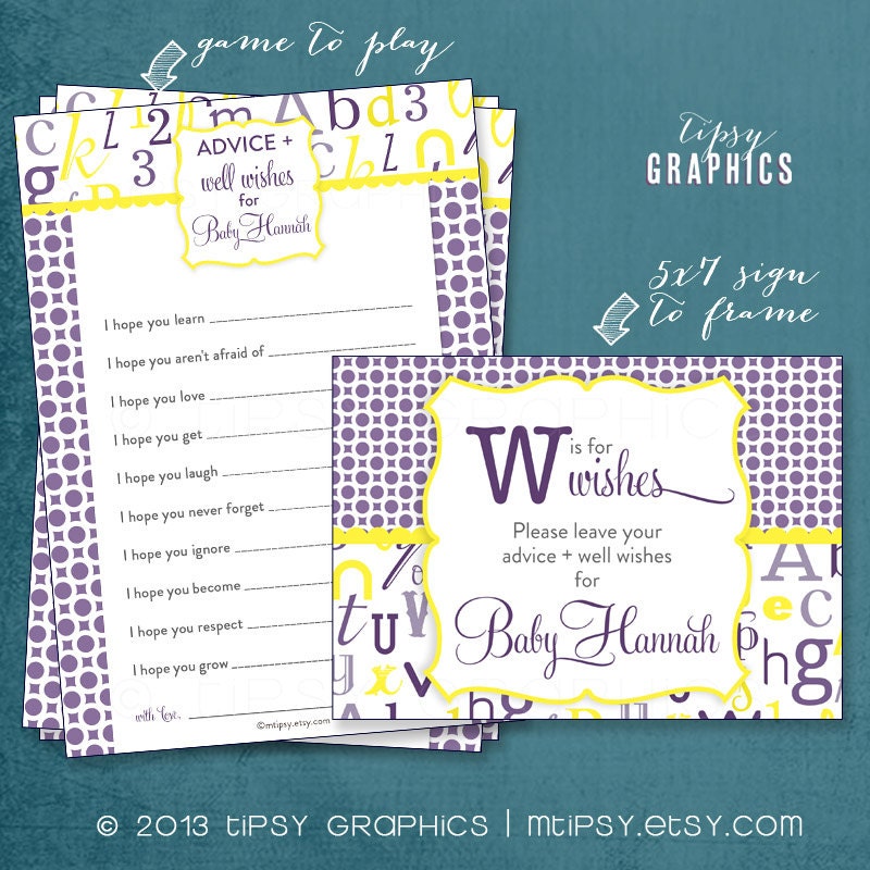 W is for Wishes. Alphabet Themed Baby Wishes By Tipsy Graphics. Madlib. AdLib. Baby Wishes. Baby Statistics. Printable Cards, any Colors. Il_570xn