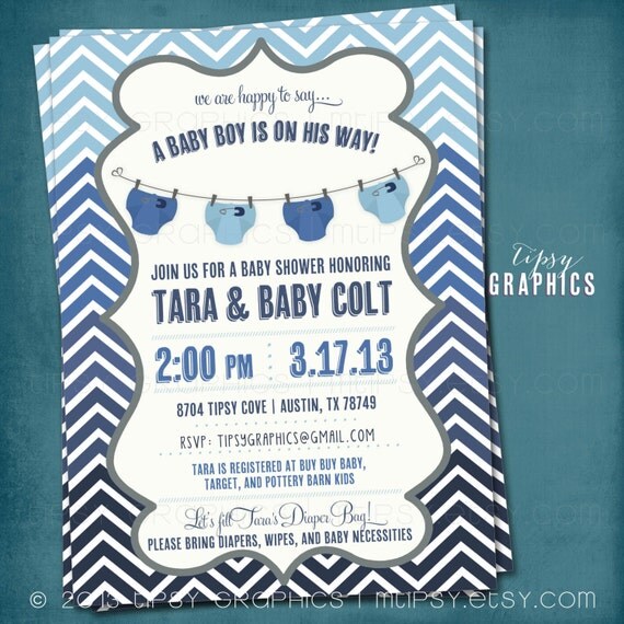 Ombré Stock the Diaper Bag. Corloful Chevron Diaper Baby Shower Invite by Tipsy Graphics. Il_570xn