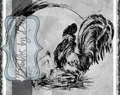 Vintage Digi Download - Rooster Chicken Farm Animals