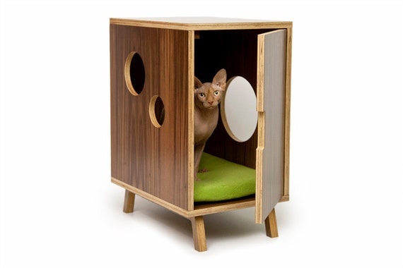 Mid Century Modern Cat House Side Table & Litter Box Cover