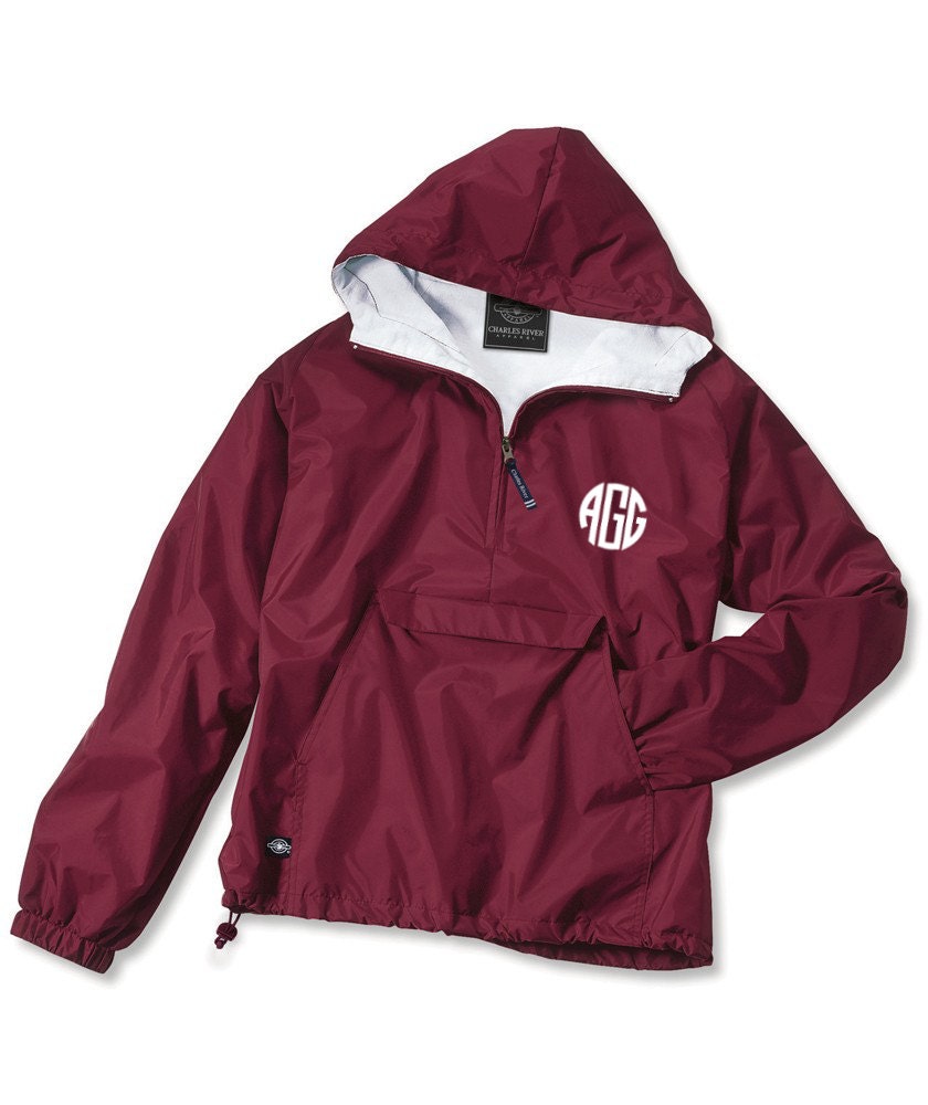 Cardinal Red Monogrammed Personalized Half Zip Rain Jacket Pullover - 11 colors