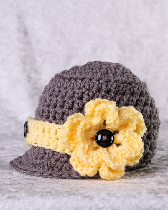 Baby Girl Hat or Baby Boy Infant Newsboy Hat WITH 2 flowers and 2 bands Baby Hat Infant Hat Crochet Hat Photo Prop