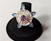 Blue Crystal & Silver Layer Ring