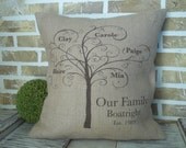 Mother's Day - Personalized Family Tree Burlap Pillow