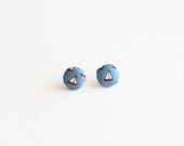 Sail Away - upcycled Ralph Lauren Necktie - Repurposed Covered Button Earrings - nautical earrings - boats - sailboats - stripes - sailor