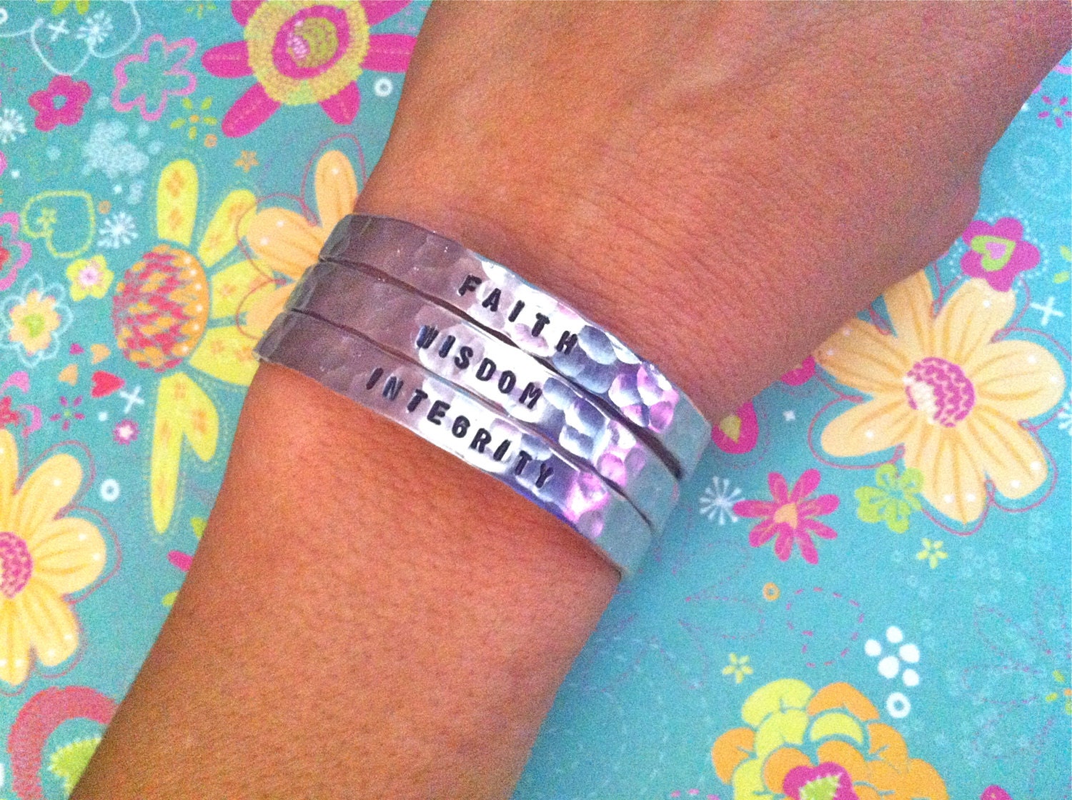SALE...NEW-Stack-Able Hammered Skinny Handstamped Cuffs
